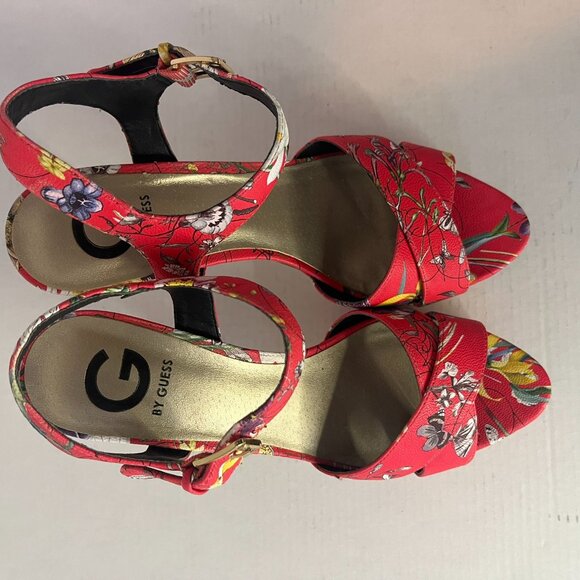 Womens G by GUESS Cenikka Platform Ankle Strap Sandals - 8 1/5  Red Multi - Picture 3 of 9